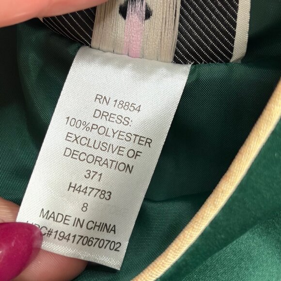 Rare Editions Big Girls Satin Bow Sleeveless Social Dress (Green) - Size 8 - Picture 3 of 4